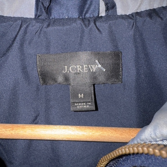 J.Crew Quilted Puffer Vest Navy Blue Gingham Check Zip Front Size M unisex 💙🏁 - Picture 5 of 6